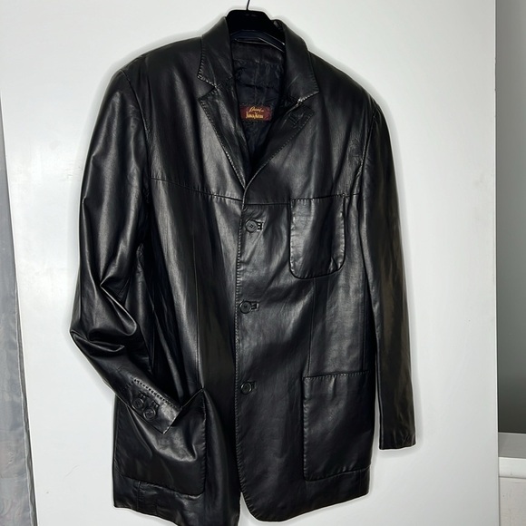 Brioni for Neiman Marcus Sz 44L Men’s Leather Front Button Patch Pocket Blazer - Picture 1 of 16